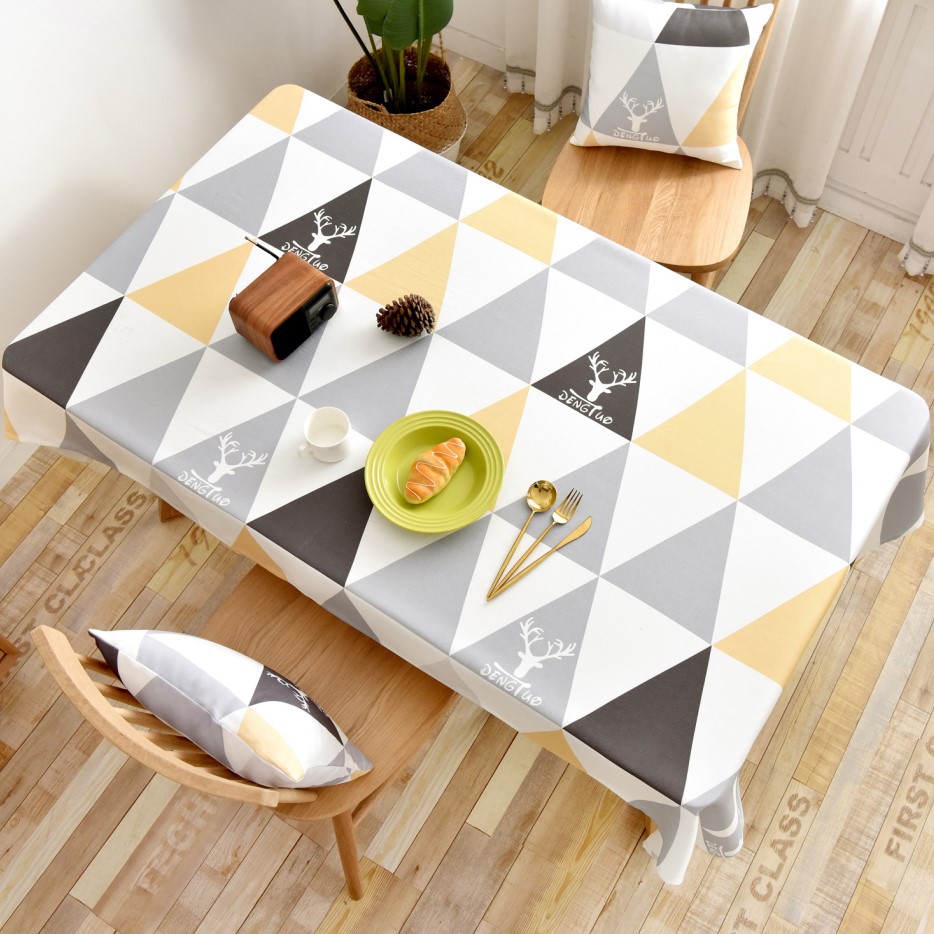 nordic tablecloth fabric cotton linen waterproof and oil-proof disposable rectangular pvc tea table cloth table mat desk ins students