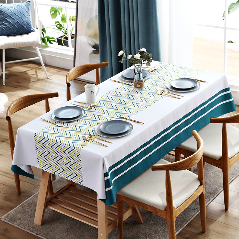 nordic tablecloth fabric cotton linen waterproof and oil-proof disposable rectangular pvc tea table cloth table mat desk ins students