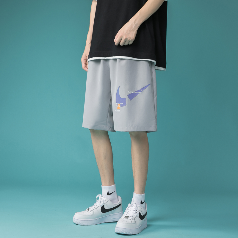 Dk101 Greyshorts man summer Wear out motion Trousers easy Versatile Cropped trousers male Thin ins Chaopai Beach pants