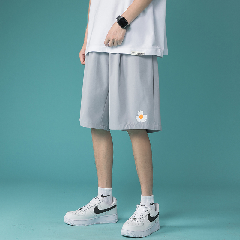 Nb123 Greyshorts man summer Wear out motion Trousers easy Versatile Cropped trousers male Thin ins Chaopai Beach pants