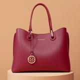 Красная вместительная и большая сумка через плечо, из натуральной кожи, премиум класс