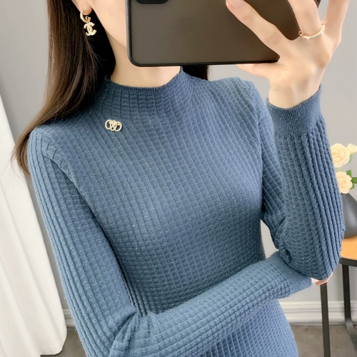 Модный базовый приятный телу демисезонный зимний свитер, коллекция 2022, в западном стиле, высокий воротник, осенний