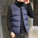 Мужской осенний трендовый удерживающий тепло жилет с пухом без рукавов, демисезонная куртка, увеличенная толщина