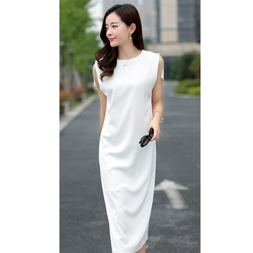 Летнее платье, модная приталенная белая длинная юбка, в корейском стиле