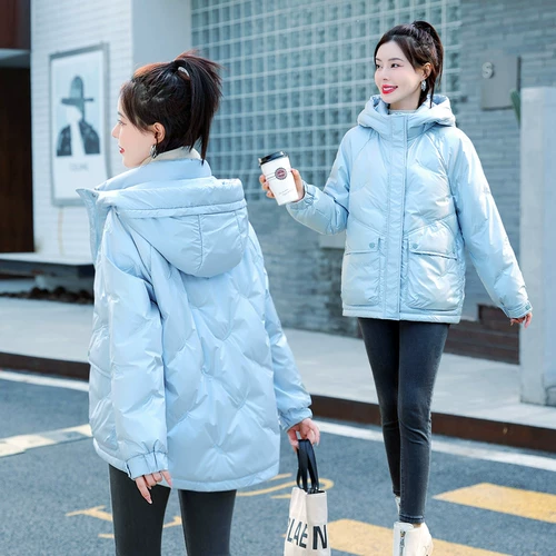 Пуховик с пухом, короткая куртка, толстовка с капюшоном, коллекция 2022, оверсайз