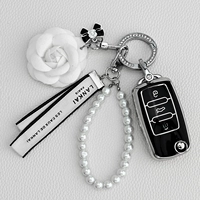 Ключ [Piano Black+Diamond Ring+Camellia+ленточная жемчужная цепь]