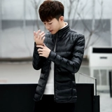 Зимняя мужская куртка, короткий демисезонный трендовый пуховик, 2019, в корейском стиле