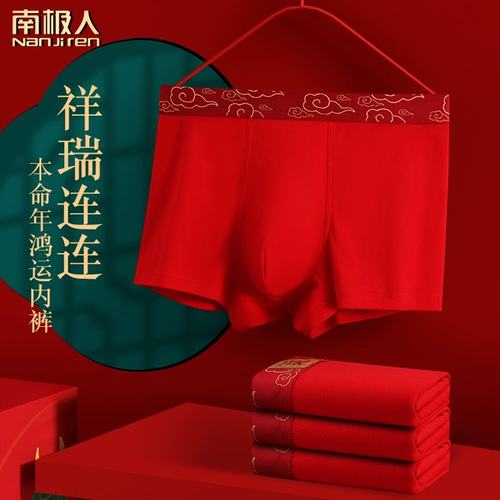 Мужское красное хлопковое нижнее белье, оберег на день рождения, подарочная коробка, шорты, большой размер, год кролика