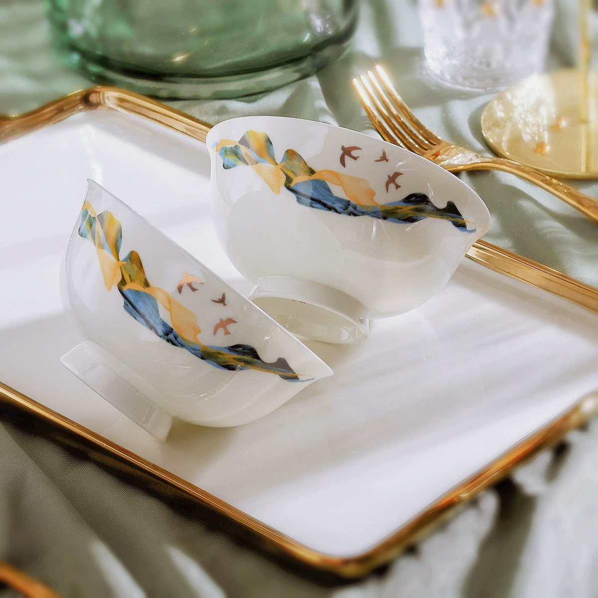 Modern tableware, high-end set, light luxury style, Chinese style