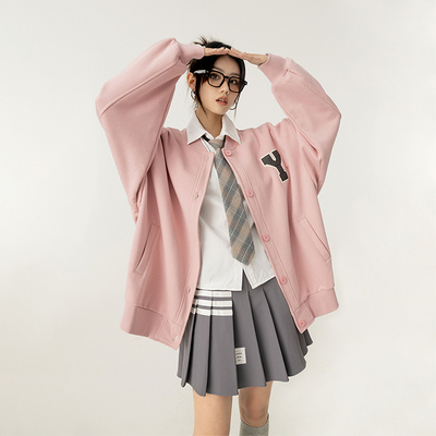 taobao agent Fuchsia autumn brand jacket, baseball cardigan, uniform, 2023 collection, Korean style