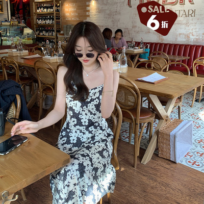 taobao agent [60 % off clearance] Xia Shiwen Monet Gallery French floral sling dress female spring milk sweet fairy skirt