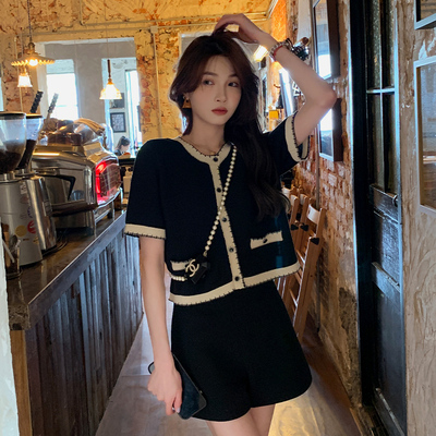 taobao agent Knitted thin short cardigan, retro top, round collar