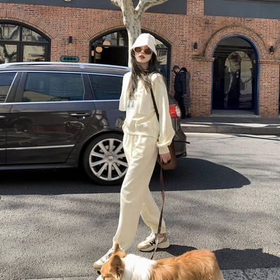 taobao agent Retro design spring sweatshirt with letters, sports suit, American style