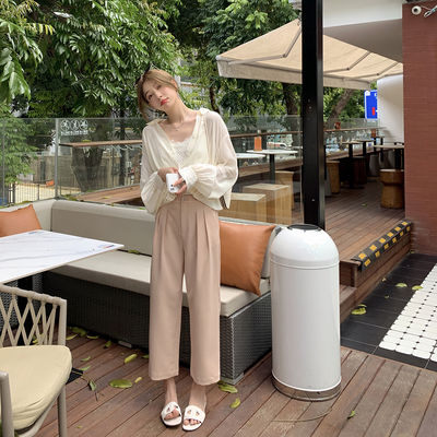 taobao agent [Limited time 50 % off] Xia Shiwen Korean version of temperament suit pants female Xia Xian thin casual straight pants nine -point pants