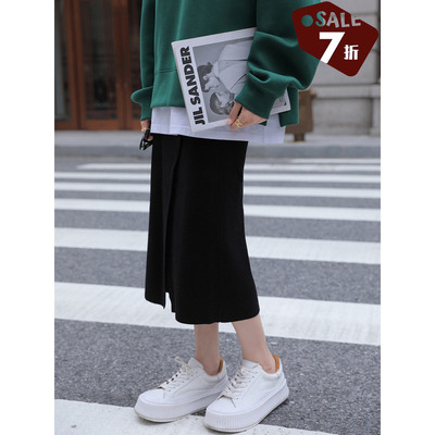 taobao agent [70 % off clearance] Xia Shiwen throbbing a step skirt simple straight split -knit skirt children autumn skirt