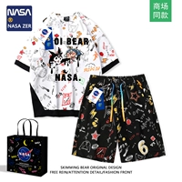 Мультяшная летняя одежда для школьников, футболка с коротким рукавом, комплект для влюбленных, шорты, оверсайз