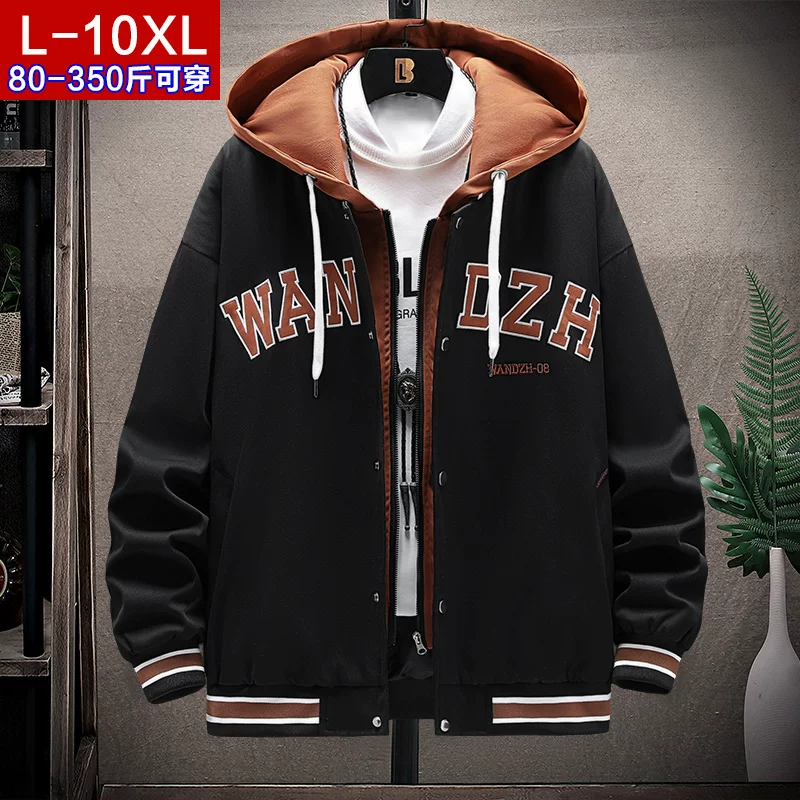 Autumn jacket, set with hood, baseball uniform, plus size, oversize
