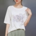 Áo thun in hình ngắn tay của phụ nữ mùa hè 2020 phong cách mới Hàn Quốc hàng đầu thời trang lỏng lẻo trong thủy triều cotton tinh khiết nửa tay mùa xuân - Áo phông Áo phông