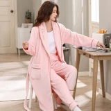 Демисезонный банный халат, коралловая бархатная фланелевая длинная пижама для влюбленных, увеличенная толщина