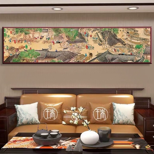 Бриллиантовая живопись 2023 Новый высокий Qingming Shanghe Tu Cross Embroctiac Diamond Living Room Кирпичи и каменная бриллиантовая вышивка ручной работы