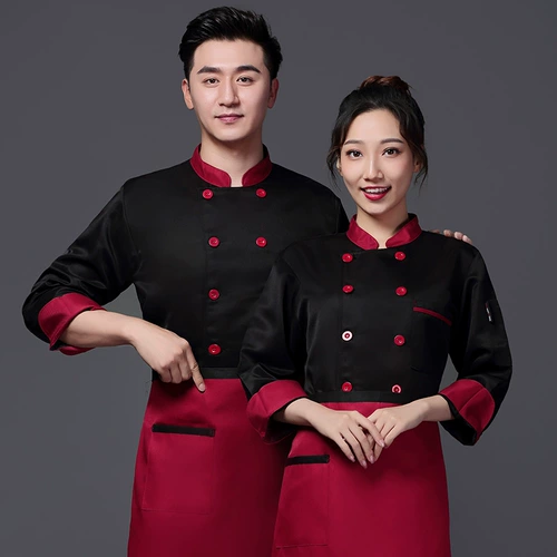 Ресторан шеф -повара Рабочая одежда Зимний ресторан китайский ужин декоративный художник задних кухни мужская одежда Работая одежда длинная настройка