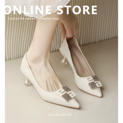 Обувь на каблуке, белые туфли с заостренным носом на высоком каблуке, французский стиль, против усталых ног, из натуральной кожи