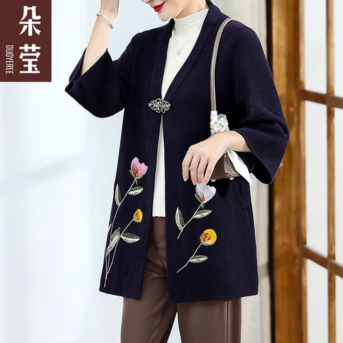 Осенняя куртка для матери, весенний демисезонный трикотажный свитер, в западном стиле, для среднего возраста, большой размер