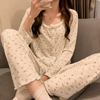 YM35054# маленький цветочный белый с длинными рукавами