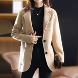 Демисезонный шерстяной пиджак классического кроя, двусторонное кашемировое шерстяное пальто, подходит для подростков, облегающий крой, в корейском стиле