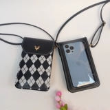 Мобильный телефон, небольшая сумка, модная сумка для телефона, тонкий кошелек с ромбовидным узором, в западном стиле, сенсорный экран