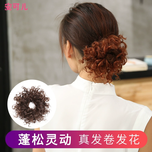 Кудрявая повязка для волос в виде полушара изготовленная из настоящих волос, кудрявый хвостик, коллекция 2021