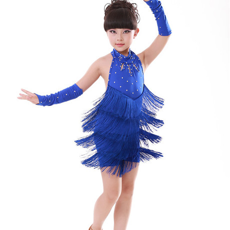 儿童拉丁舞服装新款流苏款少儿女童拉丁恰恰伦巴舞比赛练功舞蹈裙