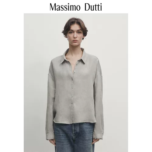 Лето -новая Mastertti2024 Женская серая серые серого серого французского минималистского усердия, чистое белье короткое лацвет