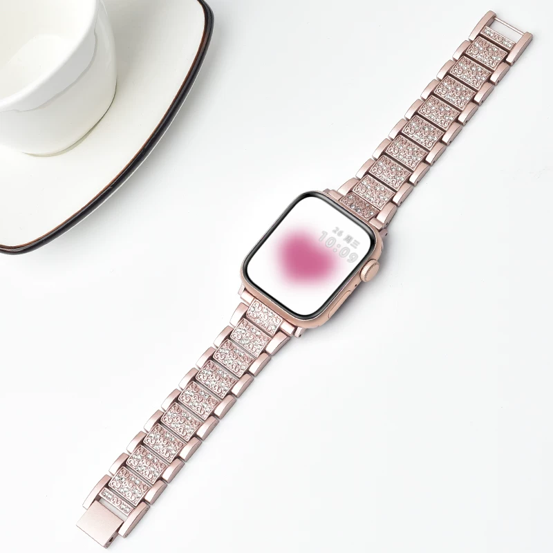 [Подходит для Apple Watch iWatch9 ремешок Apple Watch 7/6/5/4 поколение золотой камень Ultra trendy S7 цепь S8 мини 41/49 мм женский SE ремешок S5 новый]