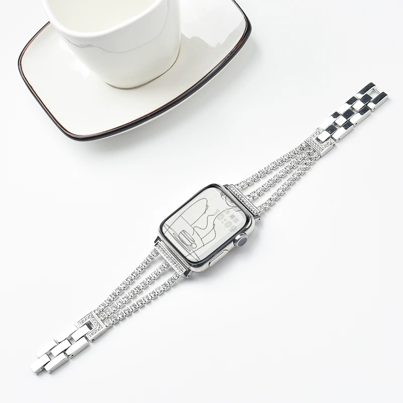 [Подходит для Apple Watch iWatch9 ремешок Apple Watch 7/6/5/4 поколение золотой камень Ultra trendy S7 цепь S8 мини 41/49 мм женский SE ремешок S5 новый]