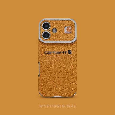 Carhartt Trendy Fashionable Textured Orange Leather Phone Case for iPhone  17, 16, 15, 14 and 13