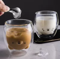 Cute Bear Double-layer Coffee Mug Double Glass Cup Carton