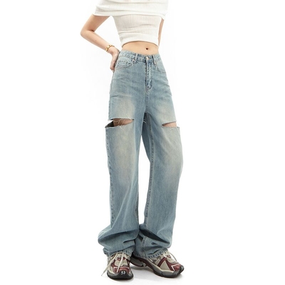 taobao agent Retro design long loose straight jeans, American style, trend of season