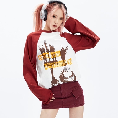 taobao agent Retro genuine small design T-shirt, jacket, long sleeve