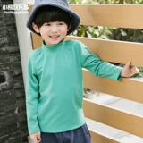 Детский бархатный демисезонный лонгслив для мальчиков, удерживающая тепло футболка для отдыха, высокий воротник