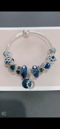 Синяя подвеска, браслет, серебро 925 пробы