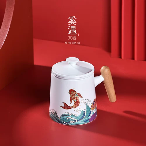 Я сталкиваюсь с китайским керамическим чашкой керамической чашки Guo Chao Feng Shui Cup Home Dofled Tea Filter Cup с настройкой DIY с крышкой