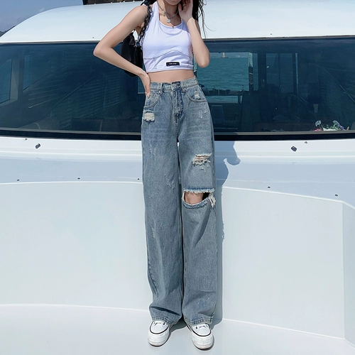 Джинсы, весенние сексуальные длинные штаны, 2024 года, тренд сезона, свободный крой
