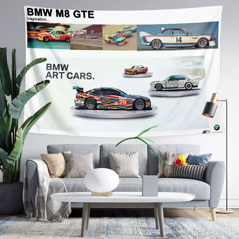 宝马bmw 3 0 Csl复古赛车汽车餐厅旅店装饰背景布海报挂布挂毯画 Taobao