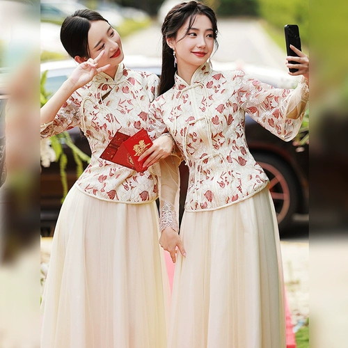 Цветное ретро платье подружки невесты, цвета шампанского, китайский стиль, для подружки невесты