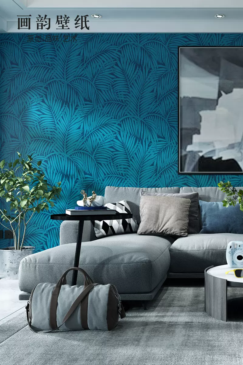 美式复古墨绿色墙纸客厅电视背景墙卧室轻奢壁纸高级感21年新款