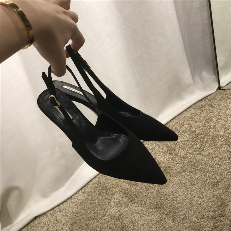 This issue of Wang fried! French high-heeled shoes women 2020 spring and summer new rear empty toe head pointed thin heel shallow mouth single shoes women