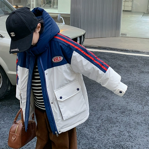 Зимний пуховик, детская бархатная куртка, в западном стиле, подходит для подростков, популярно в интернете, детская одежда, увеличенная толщина, утиный пух