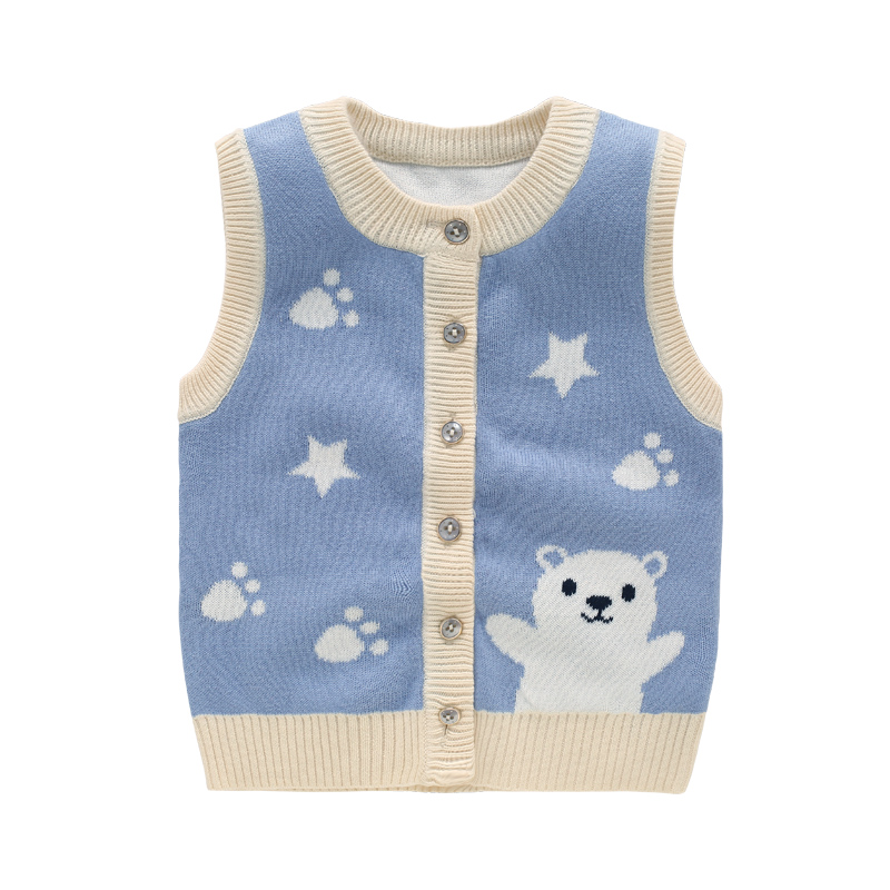 Baby woolen vest boys and girls knit autumn and winter baby vest spring and autumn outer wear vest children's sweater inner wear