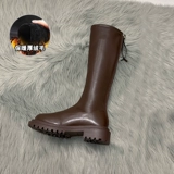 Флисовые ботинки в английском стиле, высокие сапоги на платформе, из натуральной кожи, коллекция 2021, в британском стиле